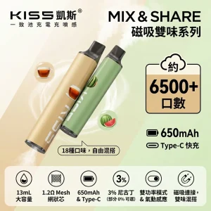 KIS5 凱斯 MIX & SHARE 磁吸雙味 6500口 拋棄式